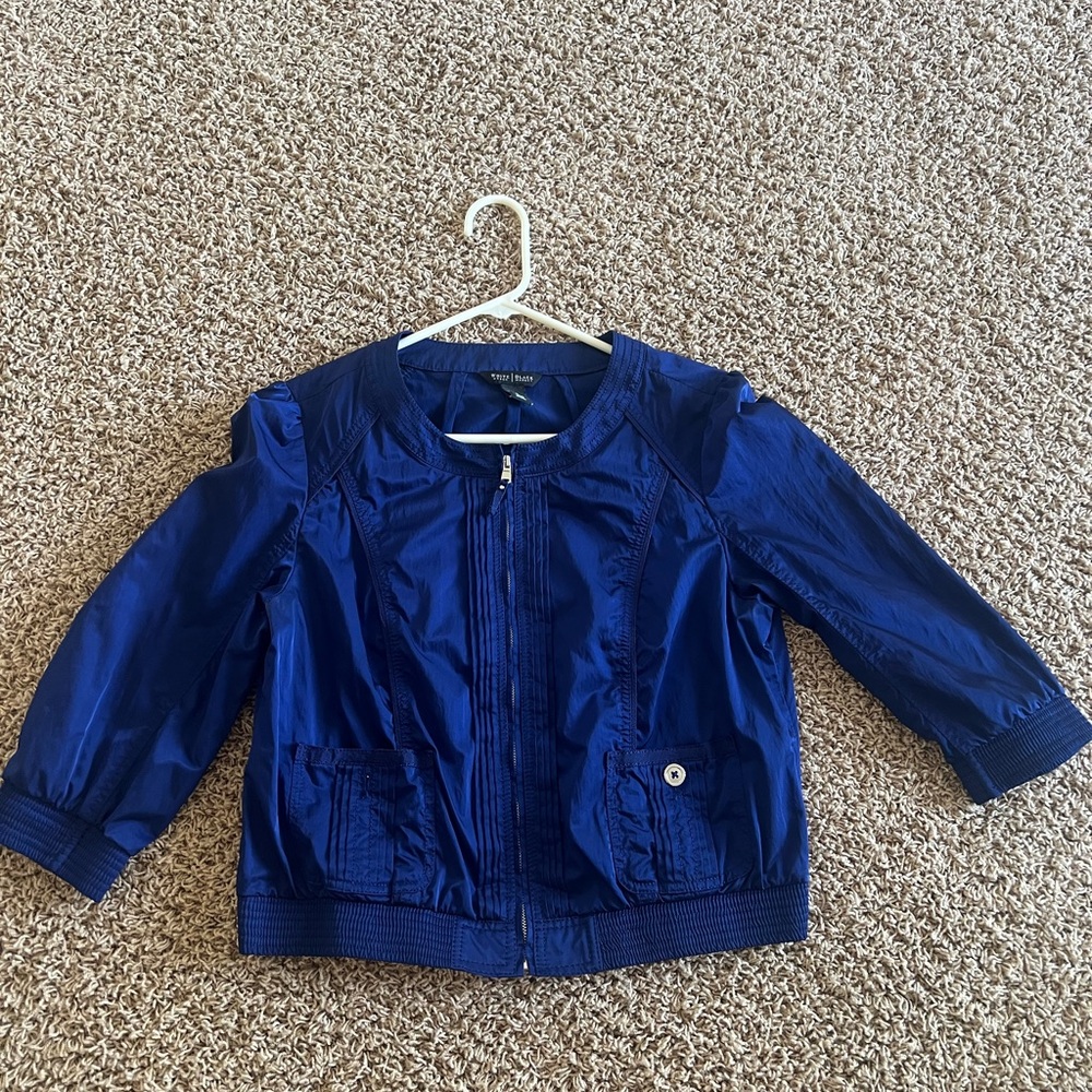 White House Black Market Blue Zip Up Jacket